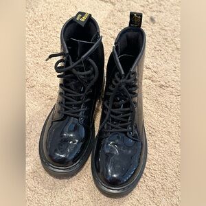 Dr. Martens Black Leather Girls Boots Size 5